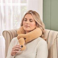 mysmartbuy Neck Support Pillow with Massager Battery Powered Vibrating Cushion in Beige