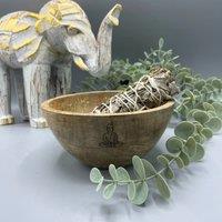 KDMD Wooden Smudge & Ritual Offerings Bowl - Buddha - 13x7cm in Brown | Size: 13x7 cm