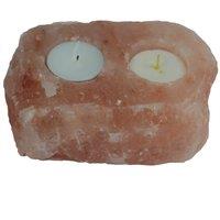 KDMD Natural Salt Candle Holder - 2 holes in Orange