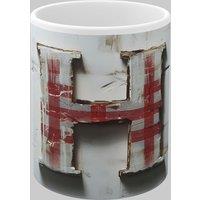 Simply Stunning Mugs Personalised Letter H & Name Mug with Textured Red Plaid 3D Design in White