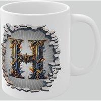 Simply Stunning Mugs Personalised Vintage Letter H & Name Mug - Stylish Gothic 3D Design in White