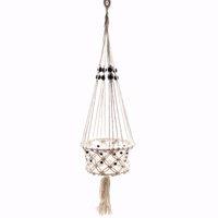 KDMD Macrame Pot Holder - Large Single Beaded in White