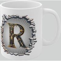 Simply Stunning Mugs Personalised Vintage Letter R & Name Mug - Stylish Gothic 3D Design in White