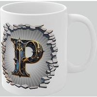 Simply Stunning Mugs Personalised Vintage Letter P & Name Mug - Stylish Gothic 3D Design in White