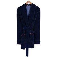 Bown of London Men's Rockefeller Luxury Cotton Short Velvet Smoking Jacket in Navy | Size: Medium/Large