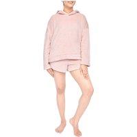 Smart Living Women's Soft & Cozy Fleece Loungewear Hoodie & Short Set in Pink | Size: Large