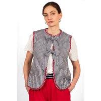 Sarta Women's Noa Quilted Gilet - Black, Gingham in Black | Size: 16-18