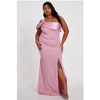 Quiz Women's Pale Pink Curve One Shoulder Maxi Dress | Size: 20