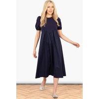 Sarta Women's Sawyer Cotton Midaxi Dress - Navy Blue, Jersey Mix | Size: Medium