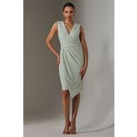 Jolie Moi Women's Sleeveless Wrap Front Midi Dress in Light Green | Size: 16