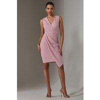 Jolie Moi Women's Sleeveless Wrap Front Midi Dress in Dusty Pink | Size: 16