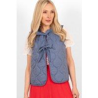 Sarta Women's Noa Quilted Gilet - Denim Blue, Chambray in Blue | Size: Medium
