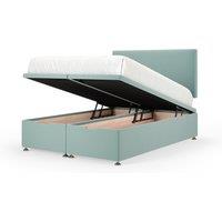Bedmaster Plush Velvet Ottoman Divan Base & Plain Headboard in Duck Egg Blue | Size: Super King