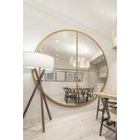 MirrorOutlet Gold Large Circular Window Metal Wall & Leaner Mirror (200x200cm) | Size: 1 Pack