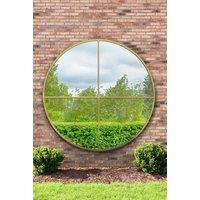 MirrorOutlet Gold Extra Large Circular Window Metal Garden Wall Mirror (180x180cm) | Size: 1 Pack