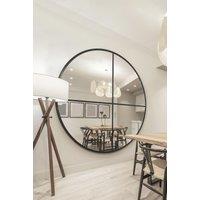 MirrorOutlet Black XL Circular Window Metal Wall & Leaner Mirror (180 x 180CM) | Size: 1 Pack