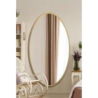 MirrorOutlet Gold Metal Framed Oval Wall Mirror 71" X 39" (180 x 100CM) | Size: 1 Pack