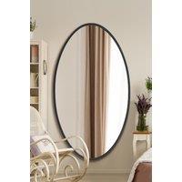 MirrorOutlet Black Metal Framed Oval Wall Mirror 71" X 39" (180 x 100CM) | Size: 1 Pack