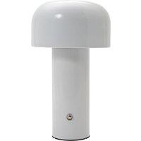 Happy Homewares Modern Gloss Mushroom Style Rechargeable LED Touch Dimmable Table Lamp in White