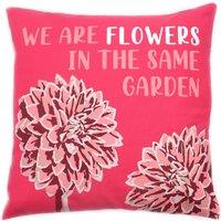 KDMD Printed Cotton Cushion Cover - We are Flowers - Olive, Pink & Natural - (Set of 3)