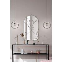 MirrorOutlet Concrete Colour Metal Framed Arched Wall Mirror 31"x 18" (80 X 46CM) in Grey | Size: 1 Pack