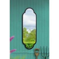 MirrorOutlet Black Metal Framed Double Arched Oval Garden Wall Mirror 102 X 35.5CM | Size: 1 Pack