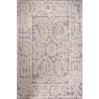 Kukoon Grey Cream Floral Damask Loop & Tufted Shaggy Rug in Mid Grey | Size: 120 cm x 170 cm