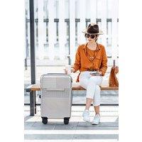 Fashion 20 Inch Front Opening Suitcase with USB Charging Port And Cup Holder