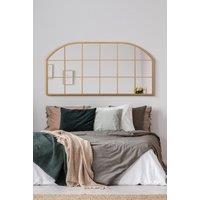 MirrorOutlet Gold Metal Framed Window Arched Wall Mirror 69" X 33" (174CM X 85CM) | Size: 1 Pack