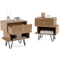 Gymax 2 Pack Nightstand Set of 2 Side Tables End Table With Removable Drawer in Khaki