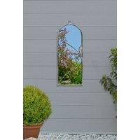 MirrorOutlet Concrete Colour Metal Frame Arched Garden Mirror 25" x 9" 64 x 24CM in Grey | Size: 1 Pack