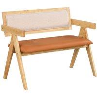 Gymax Wooden Dining Bench With Sherpa Upholstered Backrest Padded Seat in Light Khaki
