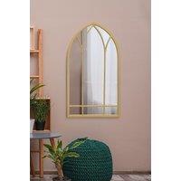 MirrorOutlet Gold Metal Framed Arched Wall Mirror 32" X 19" (83CM X 48CM) | Size: 1 Pack