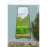 MirrorOutlet Black Metal Trapezoid Shape Framed Garden Wall Mirror (180CM X 85CM) | Size: 1 Pack
