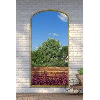 MirrorOutlet Gold Metal Framed Arched Garden Wall Mirror 79"x39" (200x100CM) | Size: 1 Pack
