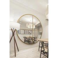 MirrorOutlet Gold XL Circular Window Metal Wall & Leaner Mirror (180 x 180CM) | Size: 1 Pack