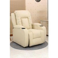 More4Homes Oscar Pushback Recliner Bonded Leather w Cupholders Chair in Cream