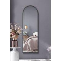 MirrorOutlet Black Metal Framed Window Arched Wall or Mantle Mirror(174 X 85CM) | Size: 1 Pack