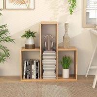 Costway 3-Tier Convex Display Bookshelf Wooden Bookcase Storage Stand Rack in Natural
