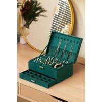 3-Tier Dark Green Jewelry Box with Lock