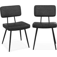 Gymax Set of 2 Dining Chair Upholstered Kitchen Side Chair Faux Leather in Black | Size: 2 Pack