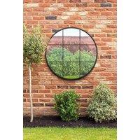 MirrorOutlet Black Metal Frame Round Garden Wall Mirror 39 x 39 (100x100CM) | Size: 1 Pack