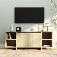 Berkfield Home TV Cabinet Sonoma Oak 130x35x50 cm Engineered Wood in Beige | Size: 130 x 35 x 50 cm