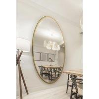 MirrorOutlet Gold Metal Framed Oval Wall Mirror 79" X 44" (200 x 112CM) | Size: 1 Pack