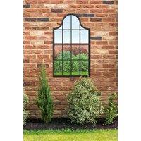 MirrorOutlet Black Metal Framed Arched Garden Wall Mirror 41" X 24" (104CM X 62CM) | Size: 1 Pack