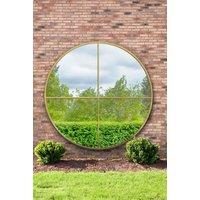 MirrorOutlet Gold Large Circular Window Metal Garden Wall Mirror (200x200cm) | Size: 1 Pack
