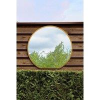 MirrorOutlet Gold Framed Flat Bottom Circular Garden Wall Mirror (105CM X 100CM) | Size: 1 Pack