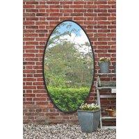 MirrorOutlet Black Metal Framed Oval Garden Wall Mirror 71" X 39" (180 x 100CM) | Size: 1 Pack