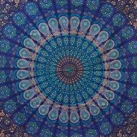 KDMD Double Cotton Bedspread + Wall Hanging - Classic Mandala in Blue
