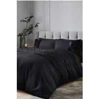 Catherine Lansfield Lattice Cut Velvet Duvet Set in Black | Size: Super King